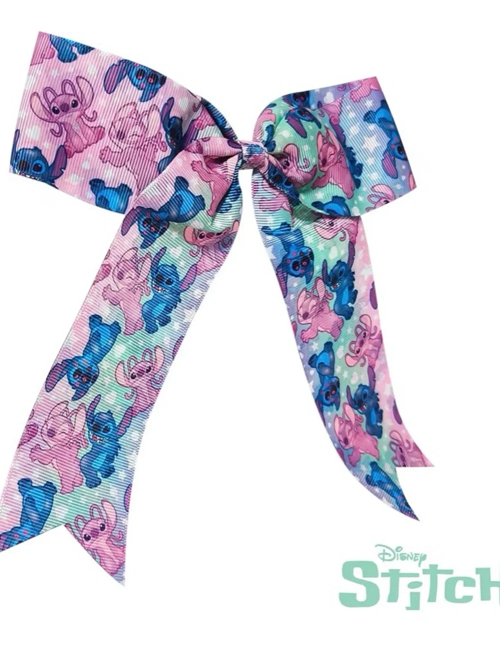 Disney Stitch Ribbon Bow in Pink and Blue